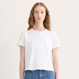 Everlane Women's Box-Cut T-Shirt in Essential Cotton in White, Size Extra Large